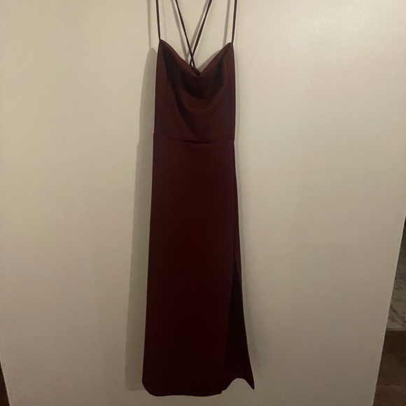 Windsor Burgundy “Henley Formal Lace-Up Midi Dress” - Picture 2 of 3